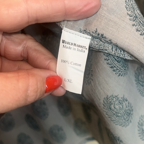 World Market boho style top with tasseled sleeves.  Size large - Picture 7 of 11